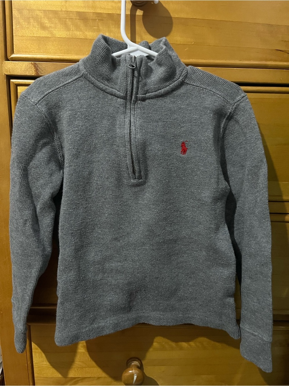 Polo by Ralph Lauren Gray Quarter-Zip Sweater with Red Pony